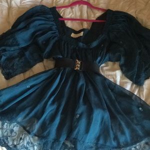 Upcycled Mediterranean blue babydoll dress